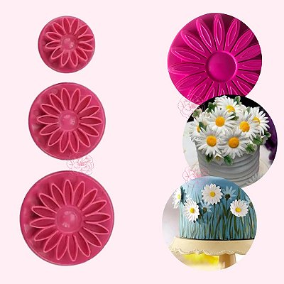 Kit Ejetor Marcador Margarida Grande Rosa - 3 Peças