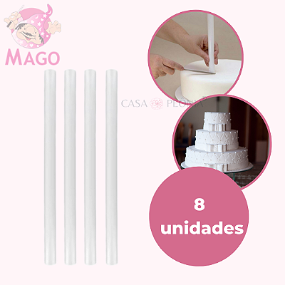 Kit 8 Canos de Sustentação Suporte Para Bolos de Andar 30cm