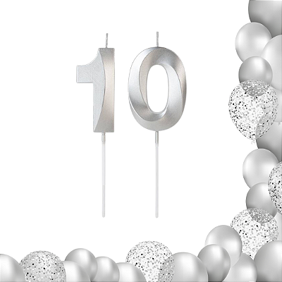 2 Velas De Aniversário Prata Idade Número Design