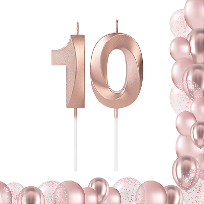 2 Velas De Aniversário Rosê Gold Idade Número Design