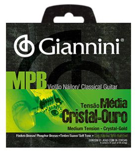 Encordoamento Giannini Violão Nylon MPB Cristal Ouro - Média Com Bolinha