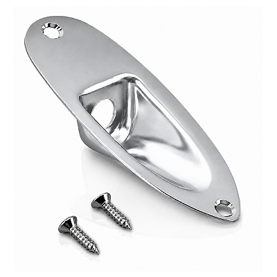 Jack Plate Estilo Canoa Para Guitarra Stratocaster Cromado