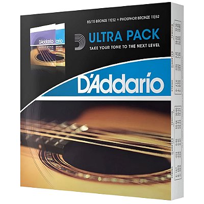 Pack Com 02 Jogos De Cordas Para Violão Aço Daddario 011 EZ910 EJ26