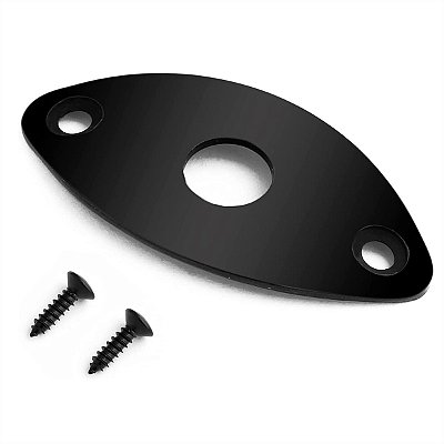 Jack Plate De Metal Oval Vintage Para Guitarra Baixo Preto