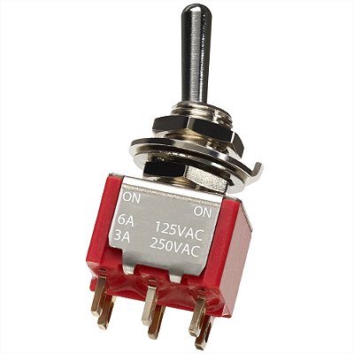 Mini Chave Dpdt Toggle Switch 2 Vias On / On Guitarra Baixo