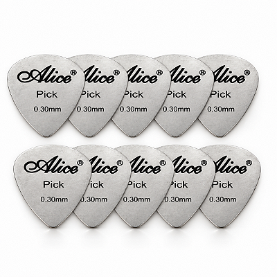 Kit 10 Palhetas Metal Alice 0.30 milímetros Aço Inoxidável
