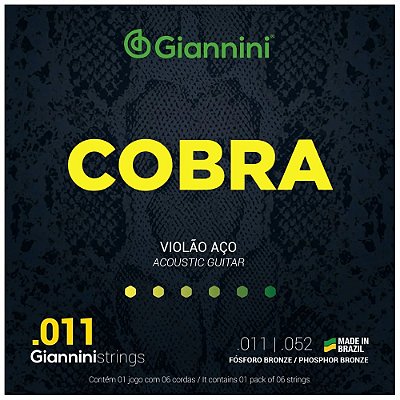 Jogo De Cordas Para Violão Aço Giannini Cobra Fósforo Bronze 011