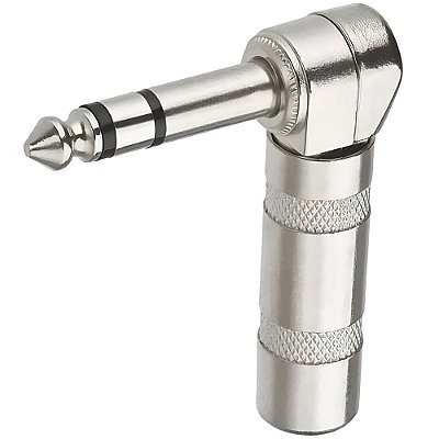 Plug Conector P10 Em L 90º Graus Estereo Stereo Profissonal