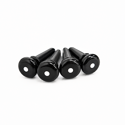 Kit Com 04 Pinos Trava Cordas De Plástico Preto Para Baixolão