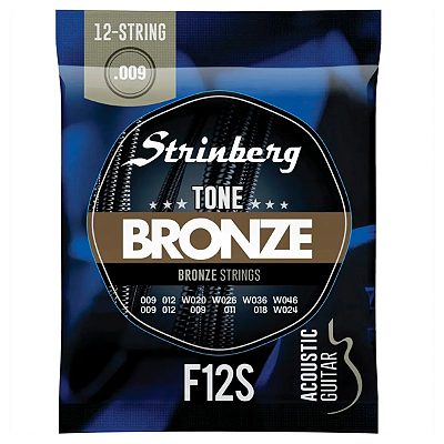Encordoamento Para Violão Aço 12 Cordas 009 Strinberg F12S