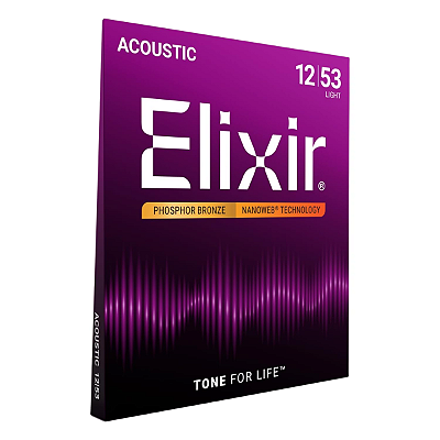 Jogo De Cordas 012 Elixir Para Violão De Aço Fosfóro Bronze Nanoweb