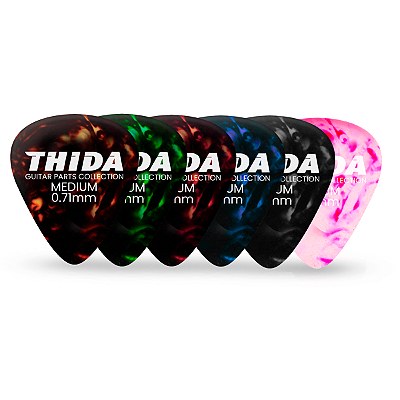 Kit Com 12 Palhetas Thida Medium Celuloide Cores Variadas 0.71mm