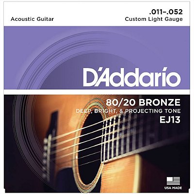 Jogo De Cordas Para Violão Aço Daddario 011 EJ13