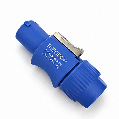 Conector Plug Speakon Macho Powercon 3 Polos Azul Com Trava