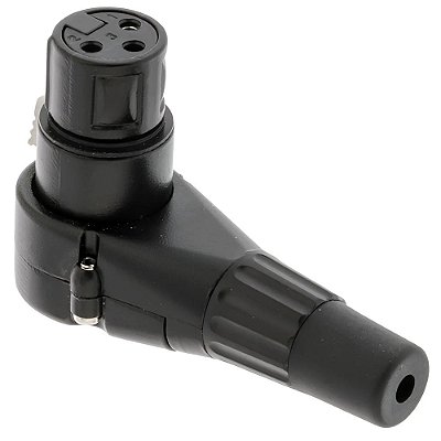 Conector Plug XLR Canon Femea Em L 90º Graus Profissional