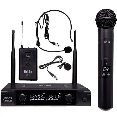 Microfone Dinâmico Dylan 30 Canais + Transmissor Bodypack UDX-05 MULTI