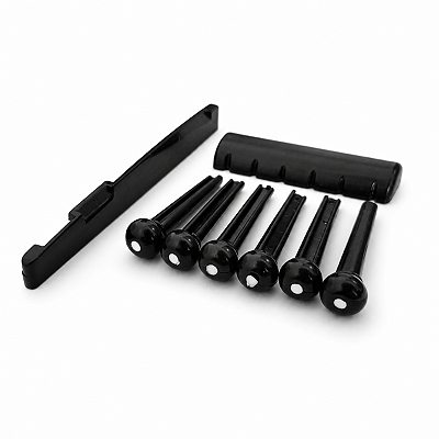 Kit Violão Folk Nut Rastilho e Pinos Violão Aço Em ABS Preto