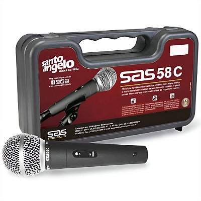Microfone Cardioide Dinâmico Unidirecional Santo Angelo SAS58C