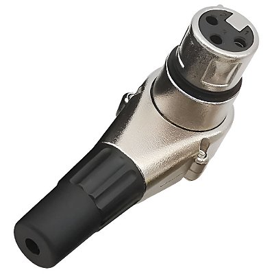 Conector Plug XLR Canon Fêmea Em L 90º Graus Profissional Cromado