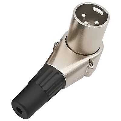 Conector Plug XLR Canon Macho Em L 90º Graus Profissional Cromado