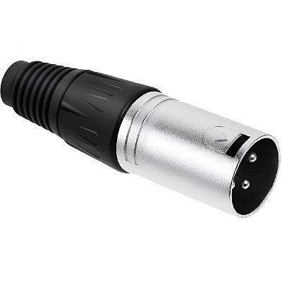 Plug Conector XLR Canon Linha Macho Niquelado 3 Terminais