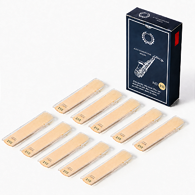 Pacote 10 Palhetas Para Sax Alto N2.5 Bambu Natural Com Capa