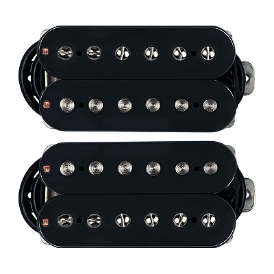Set Captadores Fleor Humbucker PAF Vintage Alnico 5 Preto Pos. Braço e Ponte