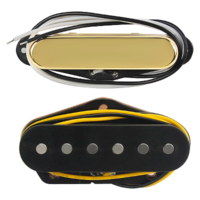 Set De Captadores Fleor Single Coil Lipstick Alnico 5 Para Telecaster Dourado Pos. Braço e Ponte