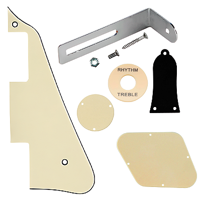 Kit Escudos Para Les Paul Creme - Escudo Dianteiro Com Suporte Traseiro e Capa Do Tensor