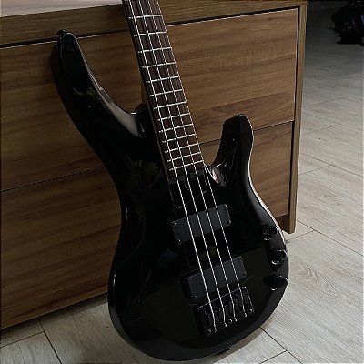 Contra Baixo Washburn Ativo 4 Cordas Preto Com Detalhes