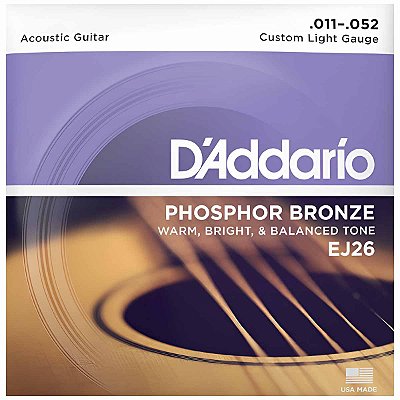 Jogo De Cordas Para Violão Aço Daddario 011 Fósforo Bronze EJ26