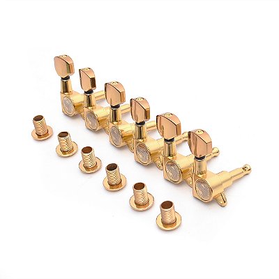 Tarraxas Blindada Dourada Thida Para Guitarra Strato ou Tele Em Linha