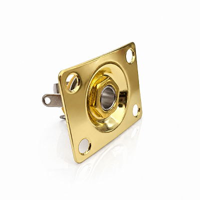 Jack Plate Quadrado Curvo Telecaster Les Paul Dourado + Conector P10