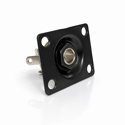 Jack Plate Quadrado Curvo Telecaster Les Paul Preto + Conector P10