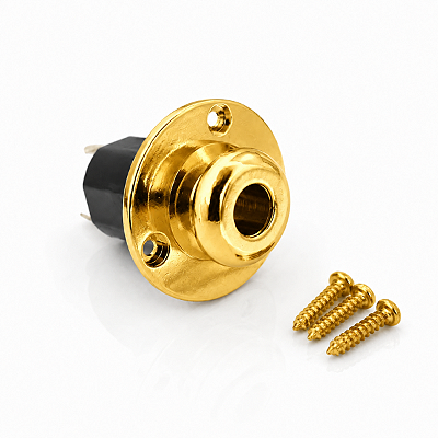 Jack Roldana Conector Blindado P10 Dourado Para Violão Guitarra