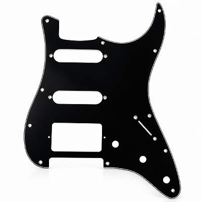 Escudo Preto Para Guitarra Strato HSS 11 Furos 3 Camadas (Sanduíche)