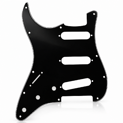 Escudo Preto Guitarra Strato Canhota 11 Furos 3 Camadas (Sanduíche)