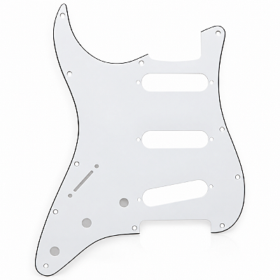 Escudo Branco Guitarra Strato Canhota 11 Furos 3 Camadas (Sanduíche)