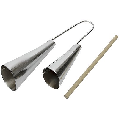 Agogô Duplo Pequeno Cromado Spanking Com Baqueta