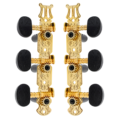 Jogo de Tarraxa Para Violão Nylon Clássico Pino Grosso Dourada 3+3