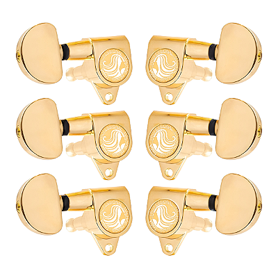 Tarraxas Meia Lua Dourada Para Guitarra Violão Furo Central 3x3