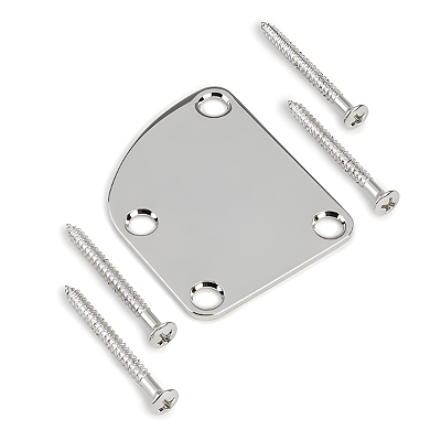 Neck Plate Curvo Cromado Para Guitarra E Baixo