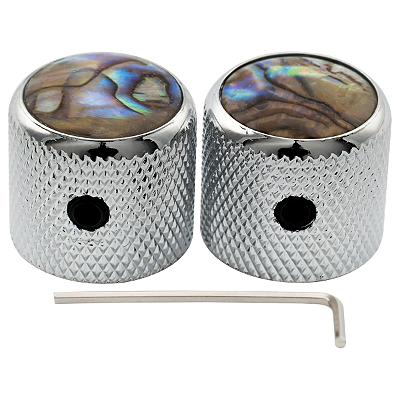 Knob De Aço Para Guitarra Telecaster Cromado com Top Abalone + Chave Allen