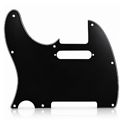 Escudo De Guitarra Telecaster Canhota Preto 08 Furos - 3 Camadas (Sanduiche)