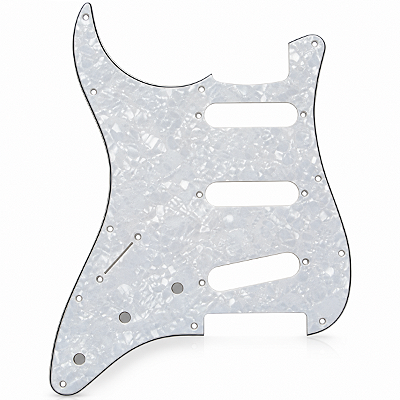 Escudo Branco Perolado Guitarra Strato Canhota 11 Furos 4 Camadas