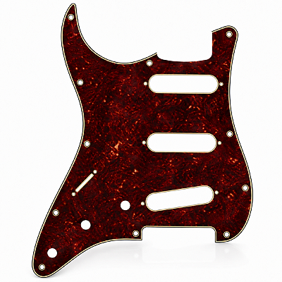 Escudo Brown Tortoise Guitarra Strato 11 Furos 3 Camadas (Celulóide) Canhota