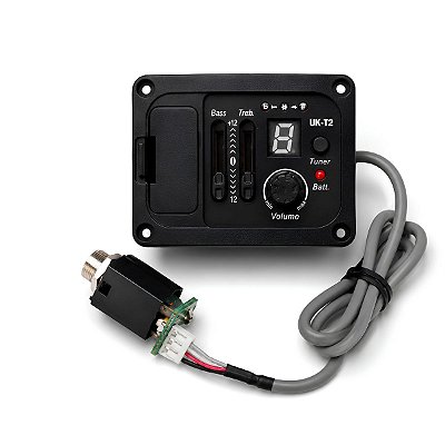 Pré Amplificador Para Ukulele Cavaco E Violão Flat Compatível Com Sistema UK-T2 Equalizador 2 Bandas