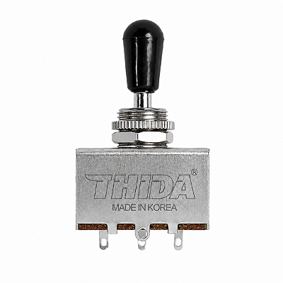 Chave Seletora Para Guitarra 3 Posições Thida Knob Preto Metálico