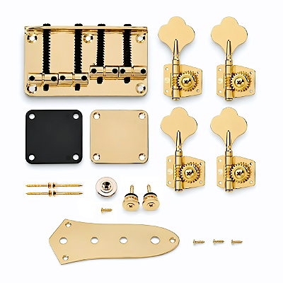 Kit Completo de Ferragens Douradas Gold Hardware Para Contrabaixo Jazz Bass