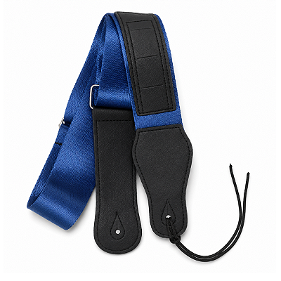Correia Azul Marinho em Nylon Para Violão e Guitarra com Porta-Palhetas Premium